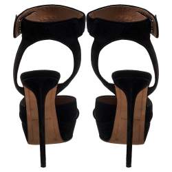 Pre Owned Givenchy Black Suede Shark Lock Sandals Size 39