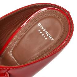 Givenchy Coral Red Patent Leather Lace Up Backless Mule Sandals Size 41