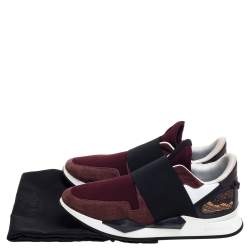 Pre Owned Givenchy Burgundy/Black Suede, Leather And Stretch Fabric Active Low Top Sneaker Size 38