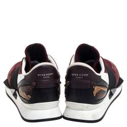 Pre Owned Givenchy Burgundy/Black Suede, Leather And Stretch Fabric Active Low Top Sneaker Size 38