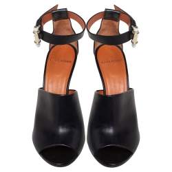 Givenchy Black Leather Ankle Strap Sandals Size 37