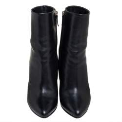 Pre Owned Givenchy Black Leather Gold Detailing Ankle Boots Size 39.5
