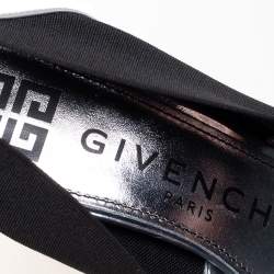 مملوكة مسبقًا Givenchy Metallic Silver/Black Leather And Elastic Pointed Toe Pumps Size 37.5
