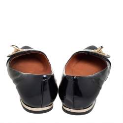 مملوكة مسبقًا Givenchy Black Leather Shark Tooth Ballet Flats Size 40