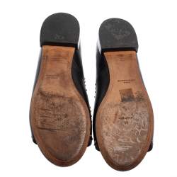 Pre Owned صندل جيفنشي  جلد أسود مرصع بحزام للكاحل مقاس 41