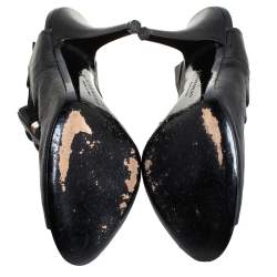 Givenchy Black Leather Peep Toe Slingback Sandals Size 38