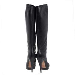 Pre Owned حذاء بوت للركبه جيفنشي جلد أسود مقاس 39