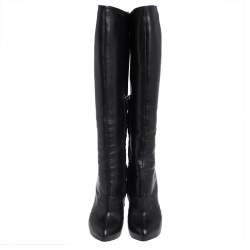 Pre Owned حذاء بوت للركبه جيفنشي جلد أسود مقاس 39