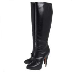 Pre Owned حذاء بوت للركبه جيفنشي جلد أسود مقاس 39