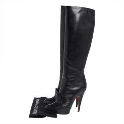 Pre Owned حذاء بوت للركبه جيفنشي جلد أسود مقاس 39