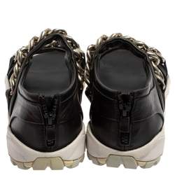 Givenchy Black Leather Chain Link Strap Flat Sandals Size 42
