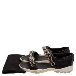 Givenchy Black Leather Chain Link Strap Flat Sandals Size 42