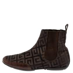 Givenchy Brown Canvas And Leather High Top Sneakers Size 38