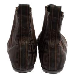 Givenchy Brown Canvas And Leather High Top Sneakers Size 38