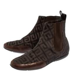 Givenchy Brown Canvas And Leather High Top Sneakers Size 38