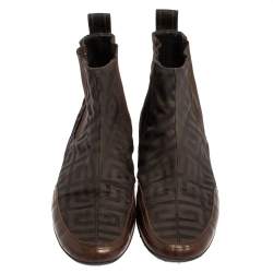 Givenchy Brown Canvas And Leather High Top Sneakers Size 38