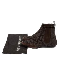 Givenchy Brown Canvas And Leather High Top Sneakers Size 38