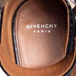 Givenchy Beige Printed Leather Shark Lock Ankle Strap Open Toe Platform Sandals Size 39