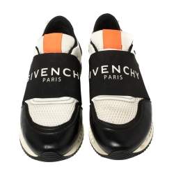 Givenchy Black/White Leather and Mesh Active Runner Slip On Sneakers Size 43