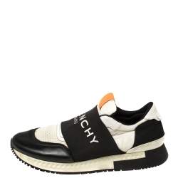 Givenchy Black/White Leather and Mesh Active Runner Slip On Sneakers Size 43