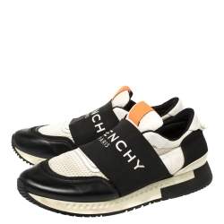 Givenchy Black/White Leather and Mesh Active Runner Slip On Sneakers Size 43