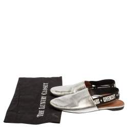 Givenchy Silver Leather And Elastic Rivington Slingback Mules Size 36
