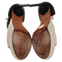 Givenchy Cream/Black Leather Shark Lock Ankle Strap Open Toe Platform Sandals Size 40