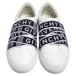 مملوكة مسبقًا Givenchy White Leather Webbing Detail Low Top Sneakers Size 37