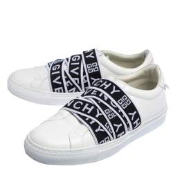 مملوكة مسبقًا Givenchy White Leather Webbing Detail Low Top Sneakers Size 37