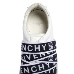 مملوكة مسبقًا Givenchy White Leather Webbing Detail Low Top Sneakers Size 37