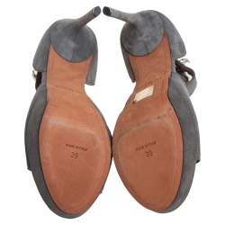 Givenchy Grey Suede Platform Ankle Strap Sandals Size 39