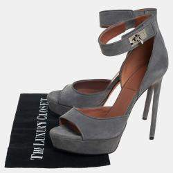 Givenchy Grey Suede Platform Ankle Strap Sandals Size 39