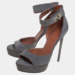 Givenchy Grey Suede Platform Ankle Strap Sandals Size 39