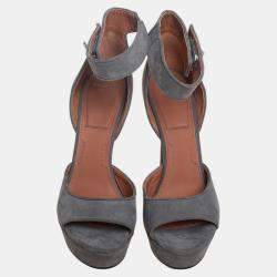 Givenchy Grey Suede Platform Ankle Strap Sandals Size 39