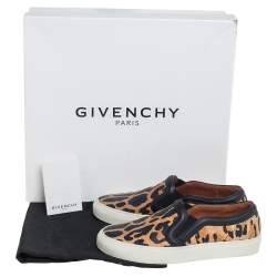 Pre Owned Givenchy Two Tone Leopard Print Leather Slip On Sneakers Size 36