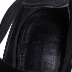 Givenchy Black Satin Cystal Buckle Embellished T-Strap Open Toe Sandals Size 38