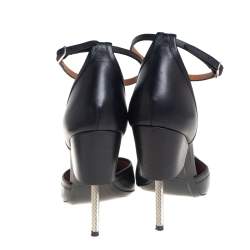 Givenchy Black And White Leather Screw Heel Ankle Strap D'orsay Pump Size 41