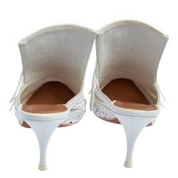 Givenchy White Brogue Leather and Lace Maremma Mules Size 37