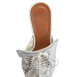 Givenchy White Brogue Leather and Lace Maremma Mules Size 37