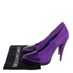 Givenchy Purple Suede And Patent Leather Cap Toe Pumps Size 39