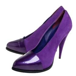 Givenchy Purple Suede And Patent Leather Cap Toe Pumps Size 39