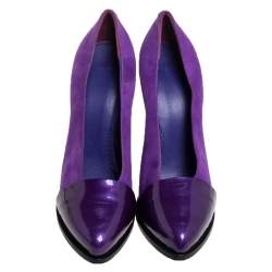 Givenchy Purple Suede And Patent Leather Cap Toe Pumps Size 39