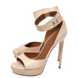 Pre Owned Givenchy Beige Luck Ankle Strap Sandals Size 38