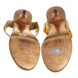 Givenchy Vintage Metallic Gold Leather Thong Slingback Sandals Size 39.5