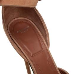 مملوكة مسبقًا صندل جيفنشي قفل شارك توث سير كاحل مقدمة مفتوحة نعل سميك سويدي بيج مقاس 38 