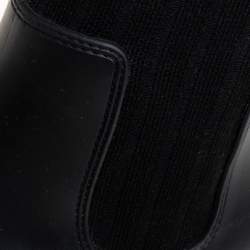 Pre Owned Givenchy Black Fabric And Rubber Storm Over The Knee Boots Size 37