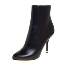 Pre Owned حذاء بوت كاحل جيفنشي جلد أسود مقاس 36.5