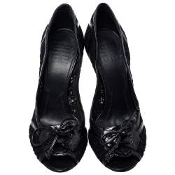 Pre Owned Givenchy Black Lace And Leather Pumps Size 38