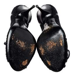 Pre Owned Givenchy Black Lace And Leather Pumps Size 38