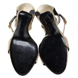 Pre Owned Givenchy Gold Leather Ankle Strap Sandals Size 38